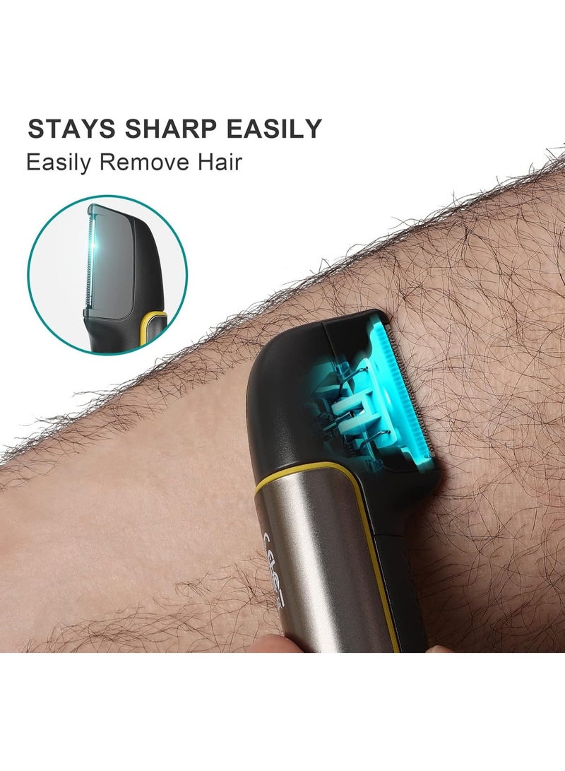 ماكينة تشذيب شعر الجسم للرجال، ماكينة تشذيب شعر الجسم مع مشط واقٍ، ماكينة تشذيب شعر قابلة لإعادة الشحن لمنطقة العانة والظهر والوجه والساقين واللحية - Image 4